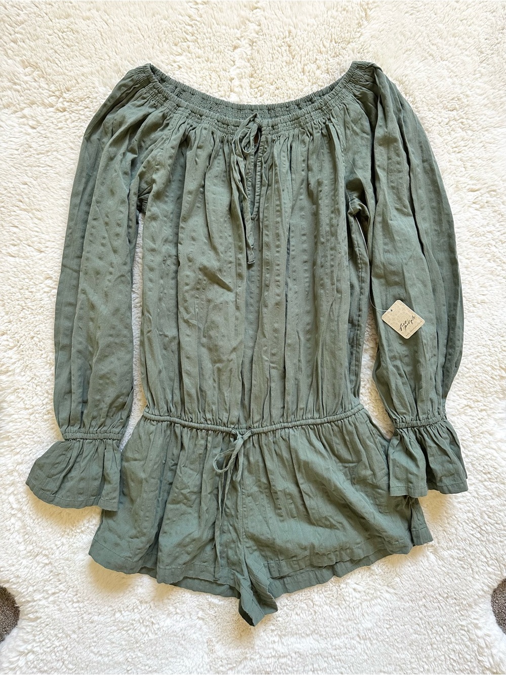 Free People Women’s Estrella Romper Dark Olive Small NWT